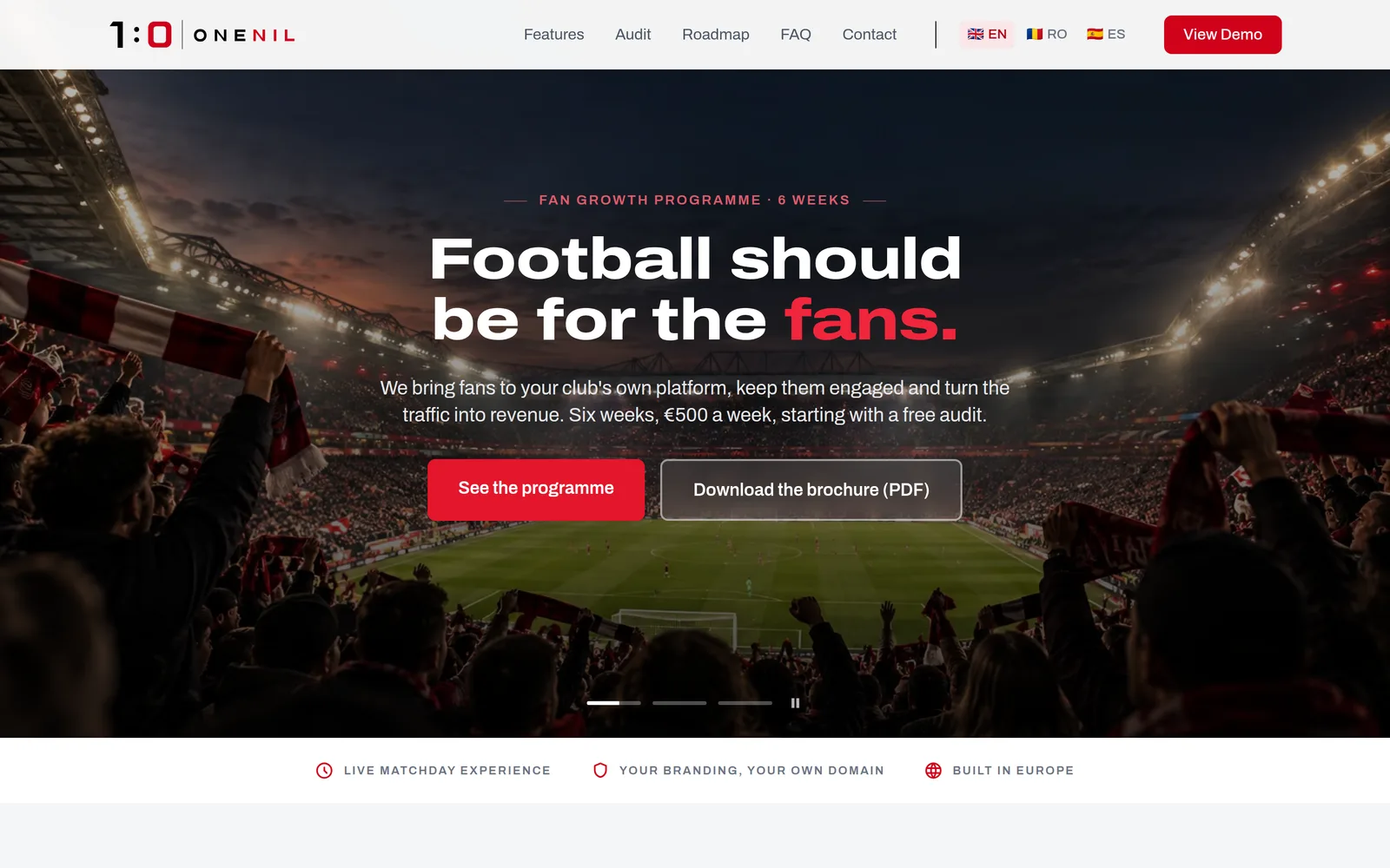 OneNil homepage